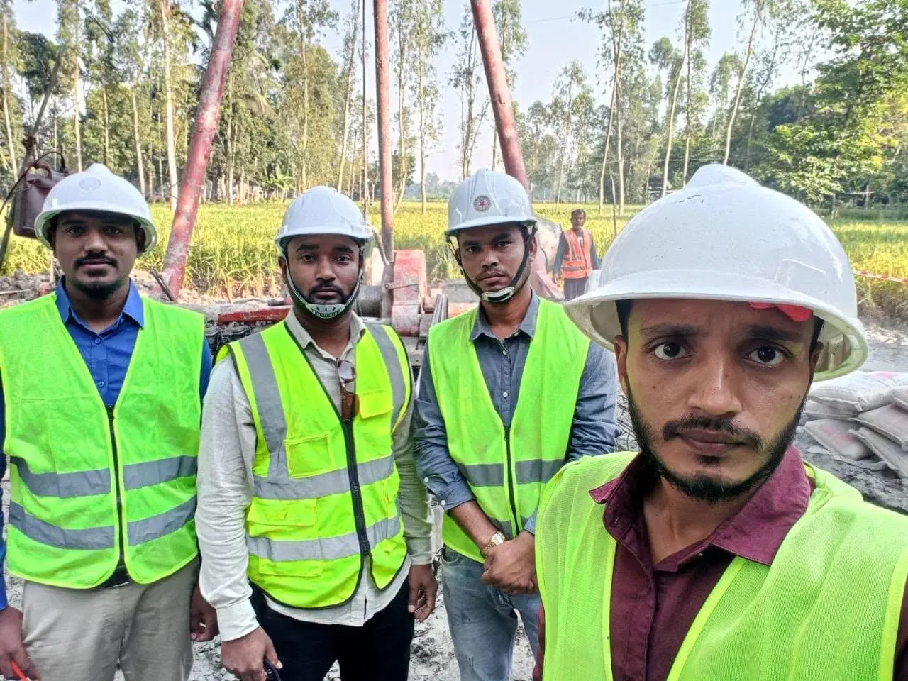 Site team in safety gear at a project site